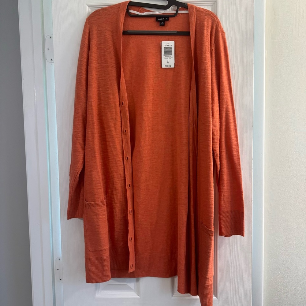 Torrid Sweater NWT SZ 0X Boyfriend Cardigan Slub